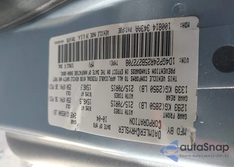 2005 Dodge Grand Caravan Se from USA, damaged, VIN 1D4GP24R25B272708